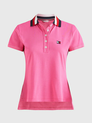  Tommy Hilfiger RIBBON TIPPED collar poloshirt style Radiant Pink MT XS