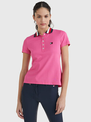  Tommy Hilfiger RIBBON TIPPED collar poloshirt style Radiant Pink MT XS