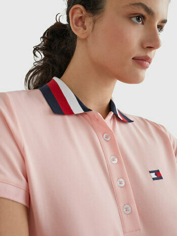 Tommy Hilfiger RIBBON TIPPED collar poloshirt style Sunset Peach